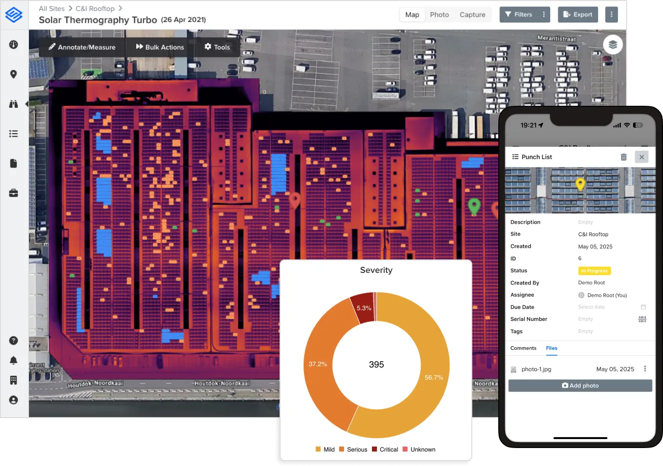 Sitemark solar rooftop thermography inspections