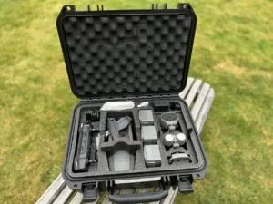 Mavic 2 Enterprise Advanced: folded and placed in its transport case