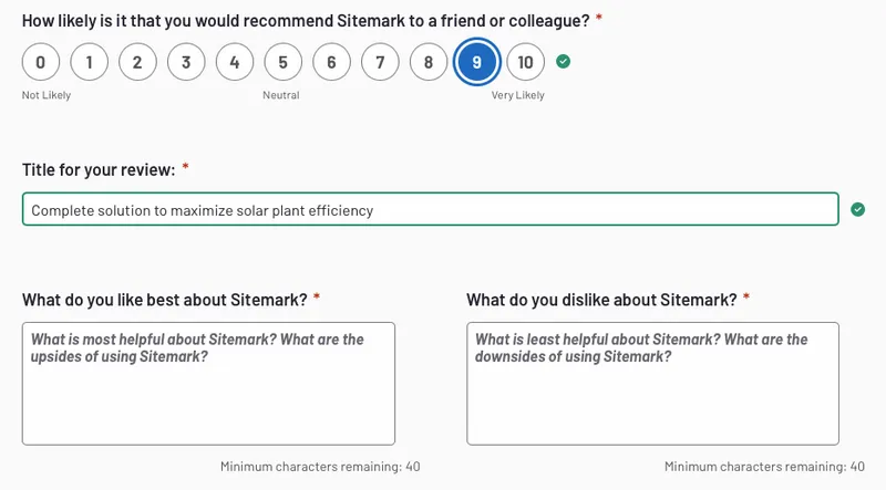 The G2 review survey form
