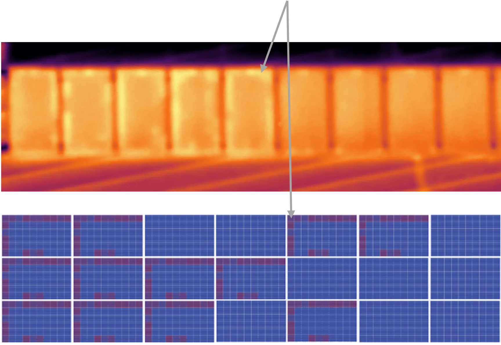 RGB & Thermal image showing what Potential-Induced Degradation (PID) looks like