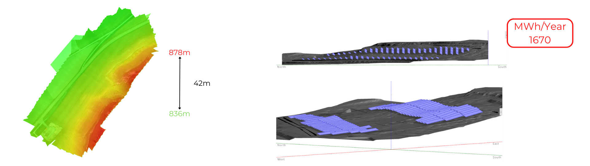 Image of the initial design updated with drone topography